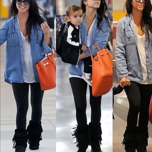 Shoes - Black Fringe Wedge Boots 5/$25